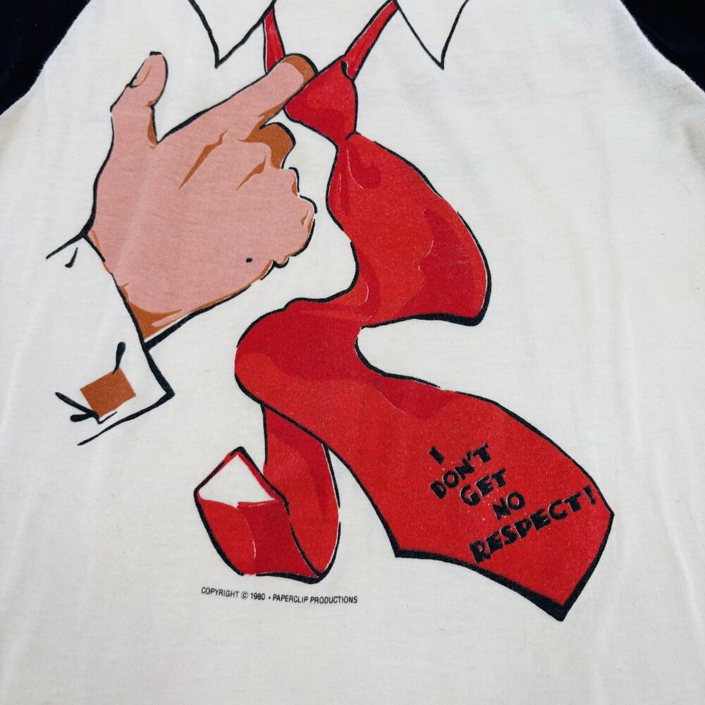 Vintage Rodney Dangerfield No Respect T Shirt Medium White Black Ragland 1980 - Picture 4 of 14